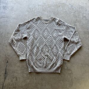 VTG Coogi Style Van Heusen Sweater Abstract Mens Medium Preppy Cosby beige